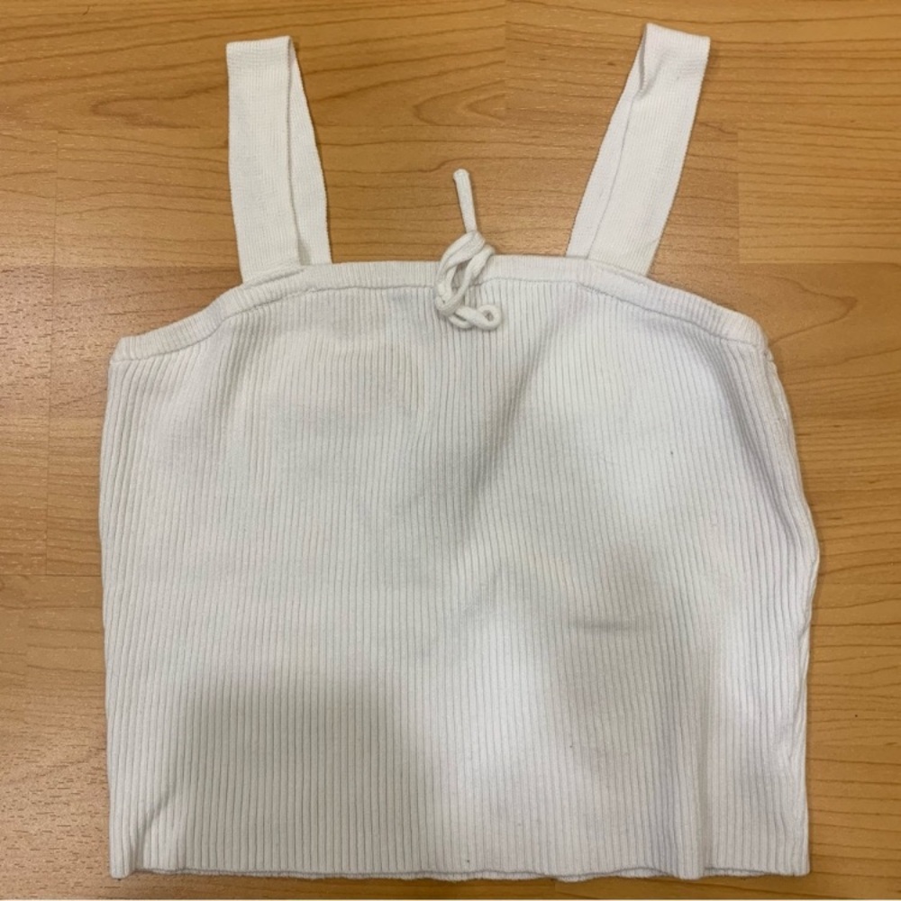 Forever 21 white cropped rib knit tank top